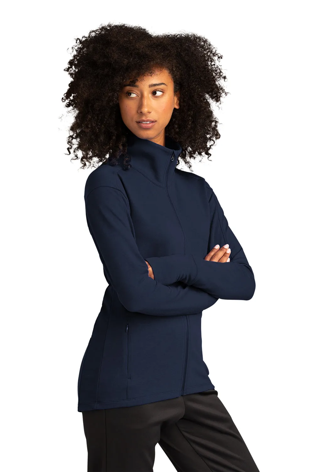 Sport-Tek Damen Flex Fleece Feuchtigkeitstransportierender Reißverschluss-Sweatshirt mit Taschen - Echt Marineblau