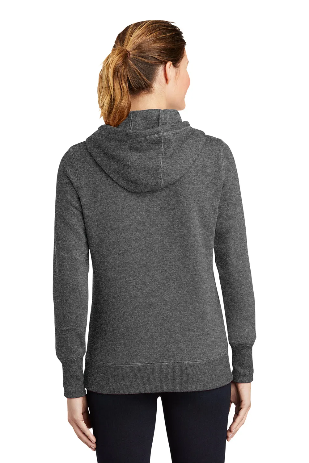 Sport-Tek Damen Fleece Kapuzenpullover mit Anti-Schrumpf-Funktion und Kangaroo-Tasche - Heather Vintage Grau
