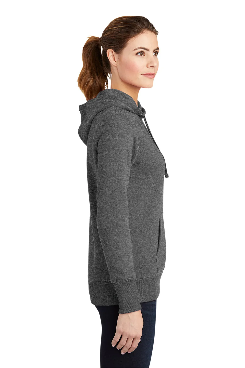 Sport-Tek Damen Fleece Kapuzenpullover mit Anti-Schrumpf-Funktion und Kangaroo-Tasche - Heather Vintage Grau