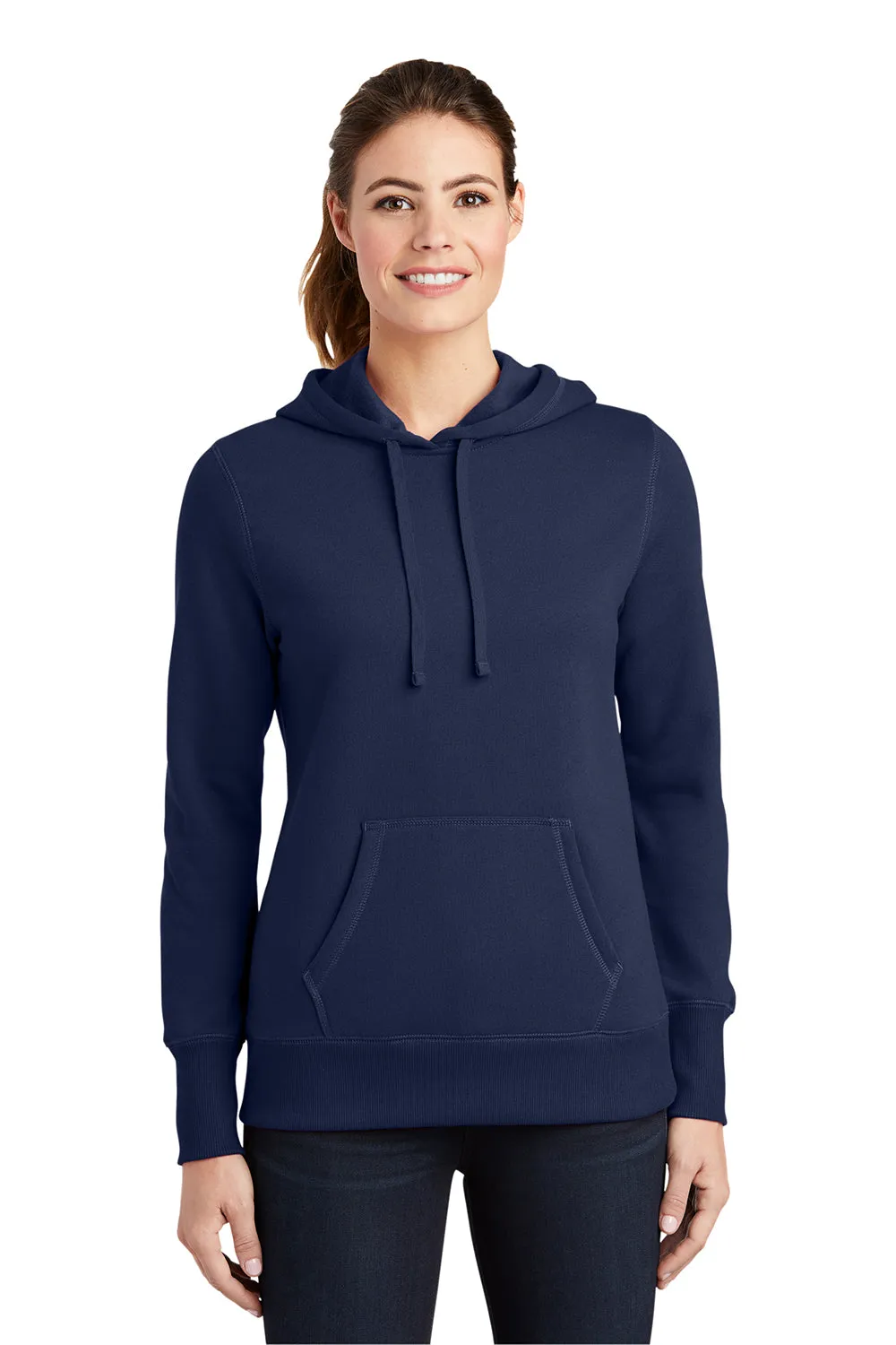 Sport-Tek Damen Fleece Kapuzenpullover mit Anti-Schrumpf-Funktion und Kangaroo-Tasche - Echt Marineblau