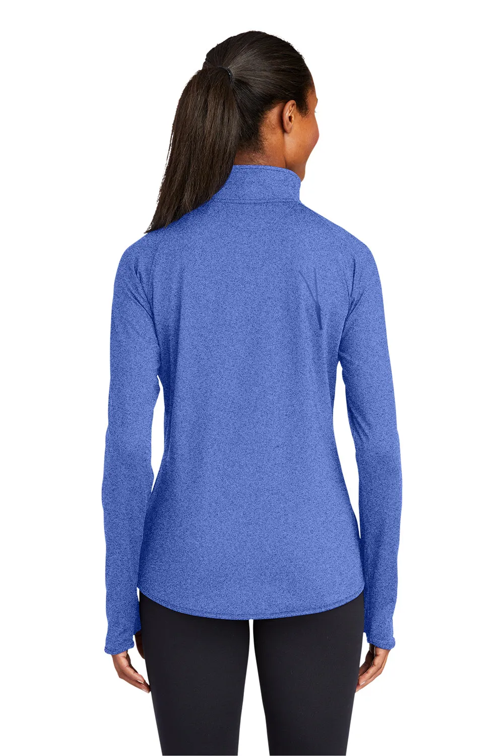 Sport-Tek Damen Sport-Wick Feuchtigkeitstransportierendes 1/4-Zip Sweatshirt mit Beuteltasche - Heather Echt Königsblau