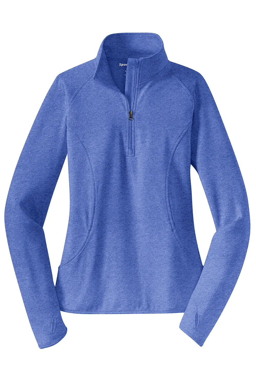 Sport-Tek Damen Sport-Wick Feuchtigkeitstransportierendes 1/4-Zip Sweatshirt mit Beuteltasche - Heather Echt Königsblau