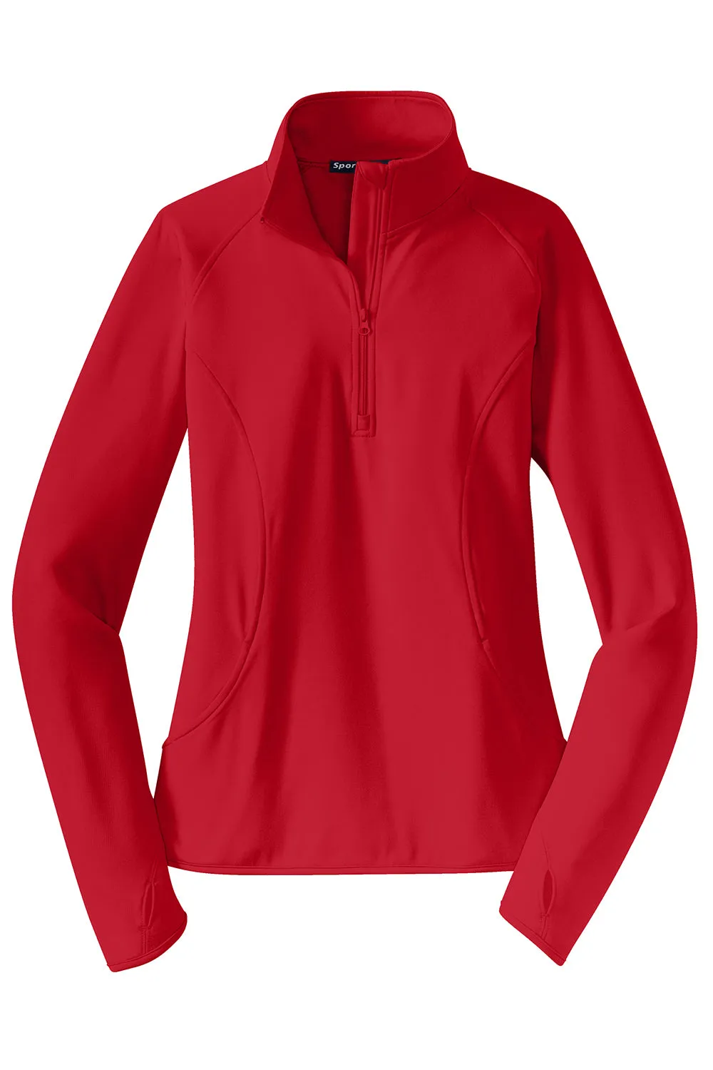 Sport-Tek Damen Sport-Wick Feuchtigkeitstransportierendes 1/4-Zip Sweatshirt mit Beuteltasche - Echtes Rot
