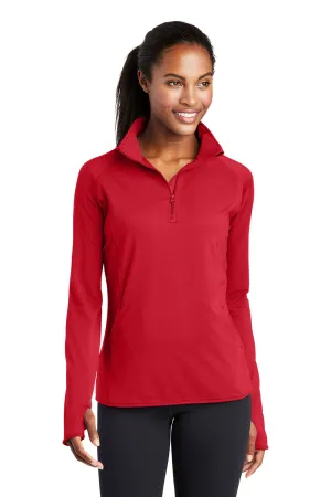 Sport-Tek Damen Sport-Wick Feuchtigkeitstransportierendes 1/4-Zip Sweatshirt mit Beuteltasche - Echtes Rot