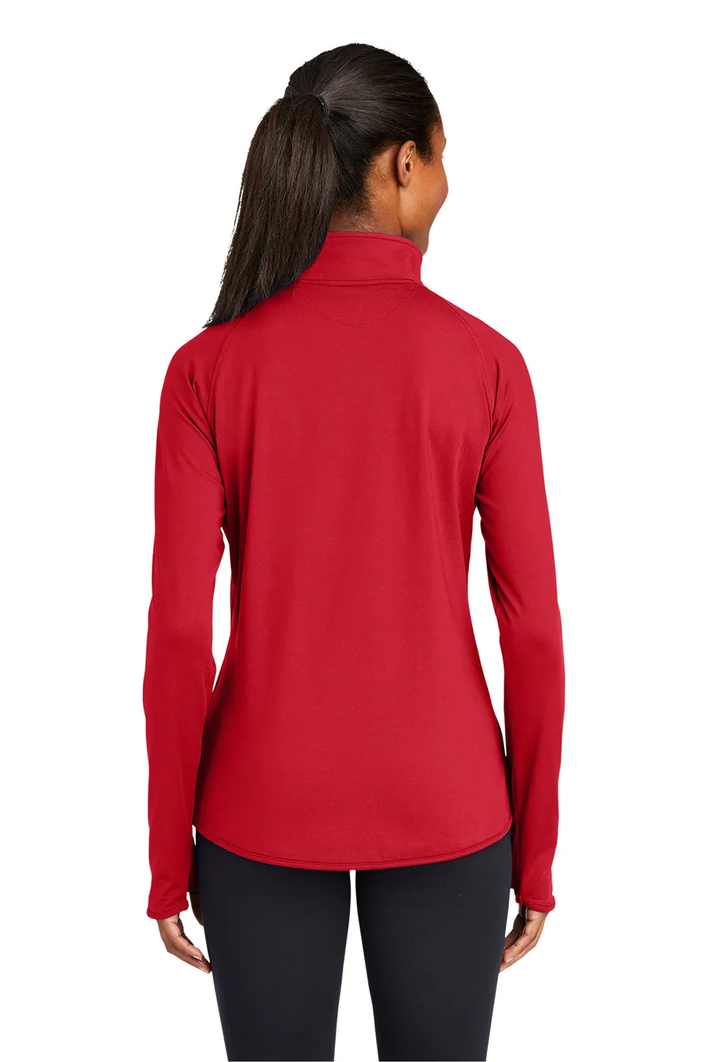 Sport-Tek Damen Sport-Wick Feuchtigkeitstransportierendes 1/4-Zip Sweatshirt mit Beuteltasche - Echtes Rot