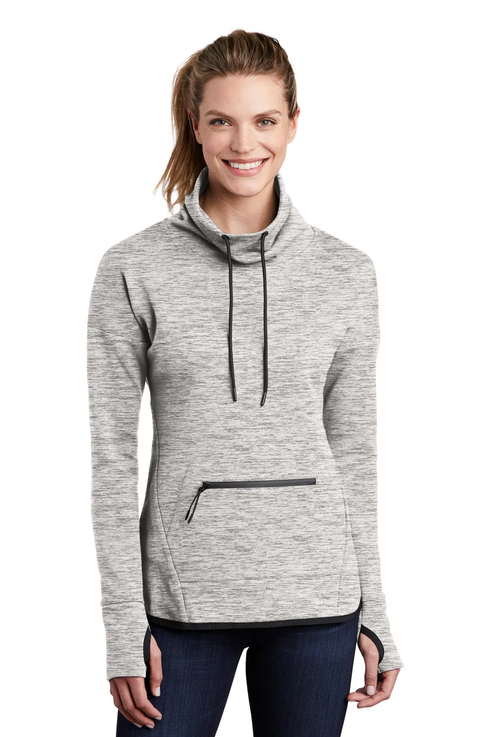 Sport-Tek Damen Triumph Fleece Kapuzenpullover mit Tasche - Heather Grau