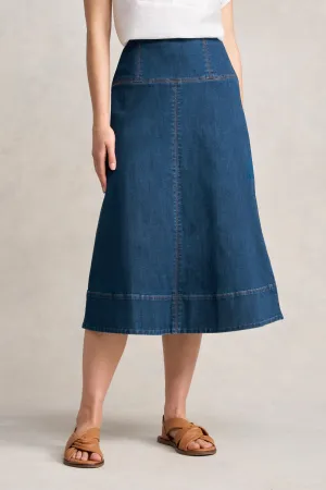 Jeansrock mit Stichdetail - Mittelwaschung Denim