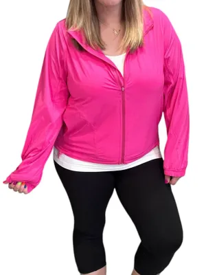 Stretch Kapuzenjacke mit langen Ärmeln in Sonic Pink