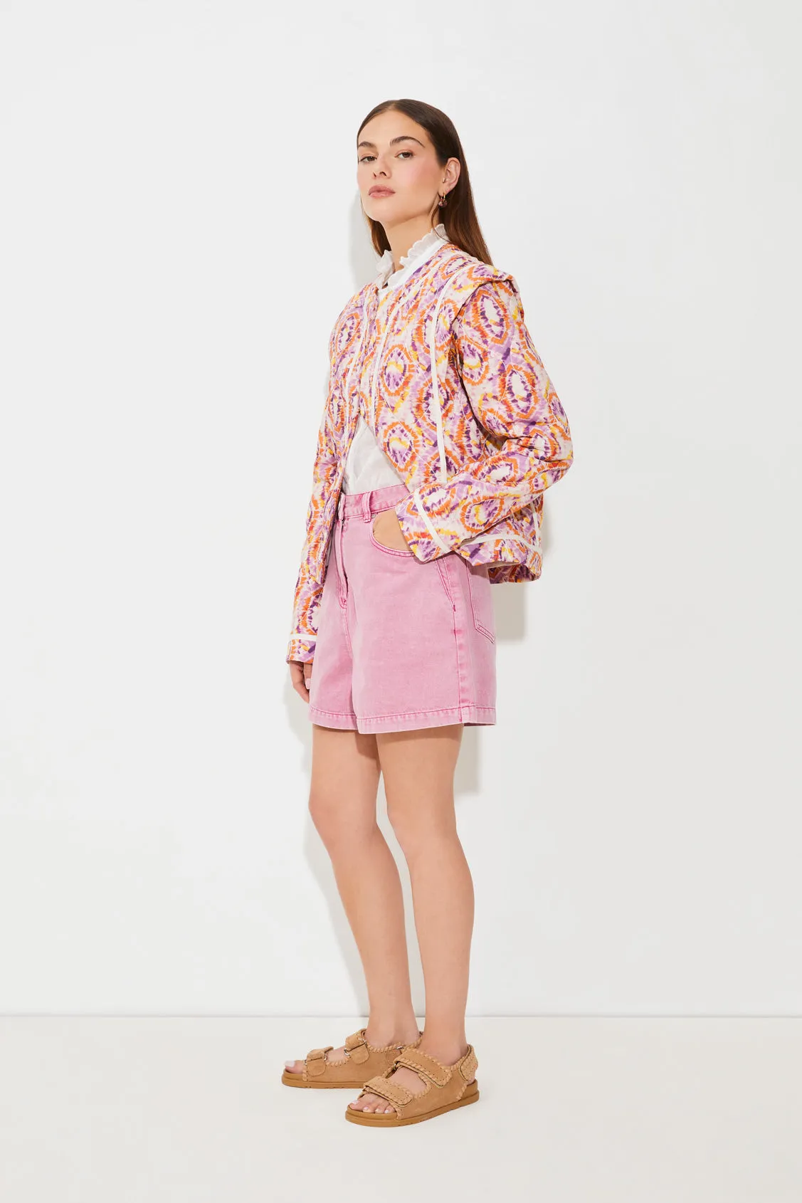 Suncoo Devon Koralle/Lila Retro-Druck Jacke