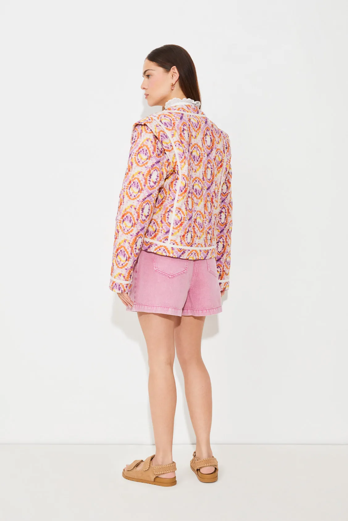 Suncoo Devon Koralle/Lila Retro-Druck Jacke