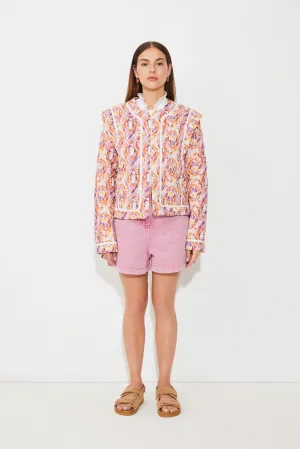Suncoo Devon Koralle/Lila Retro-Druck Jacke