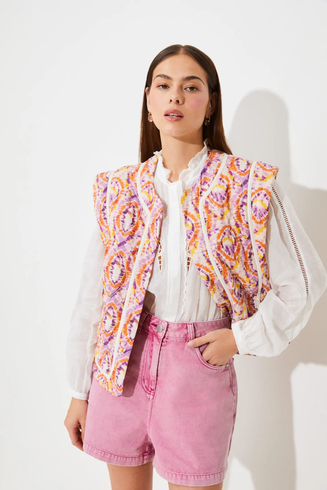 Suncoo Devon Koralle/Lila Retro-Druck Jacke