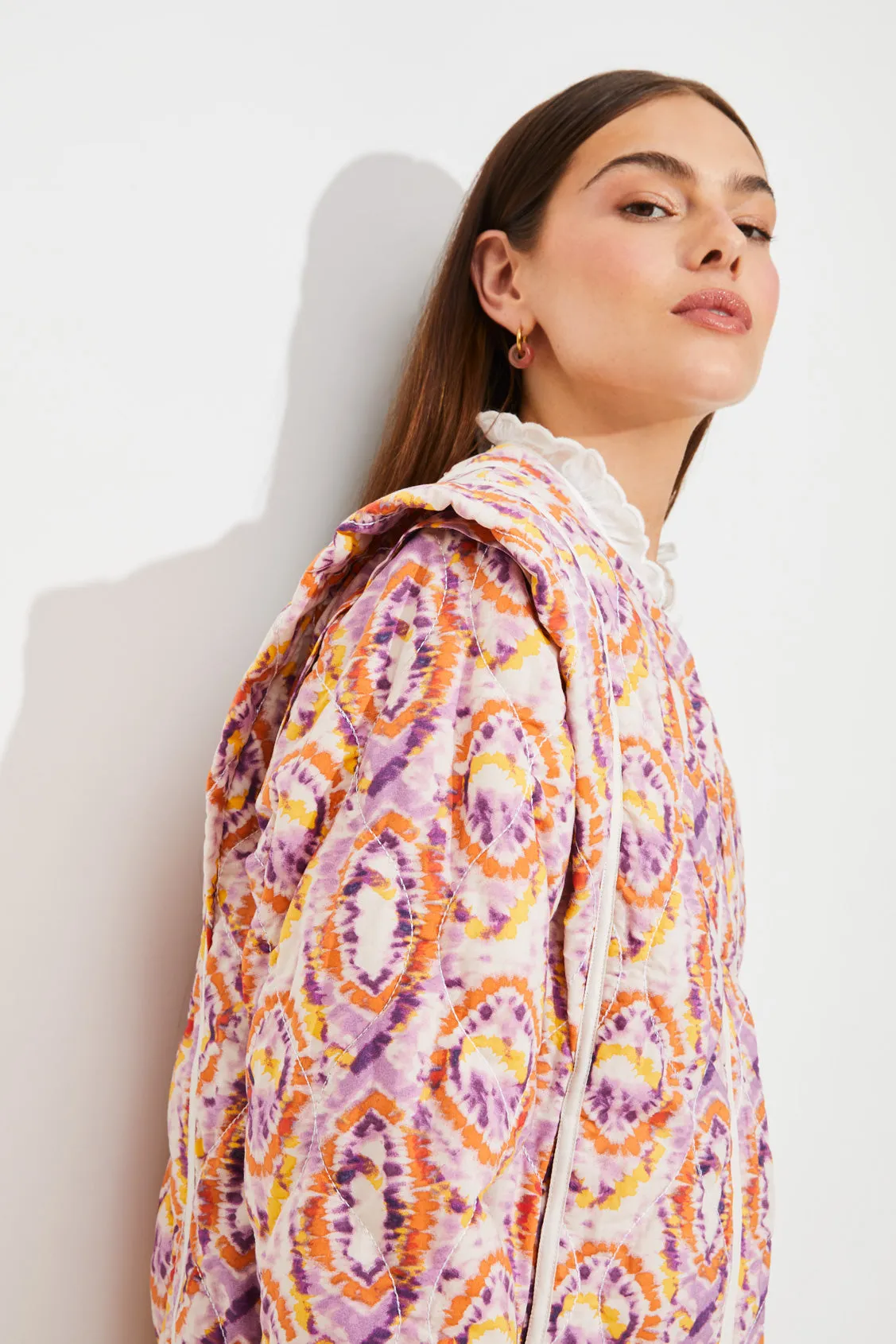 Suncoo Devon Koralle/Lila Retro-Druck Jacke