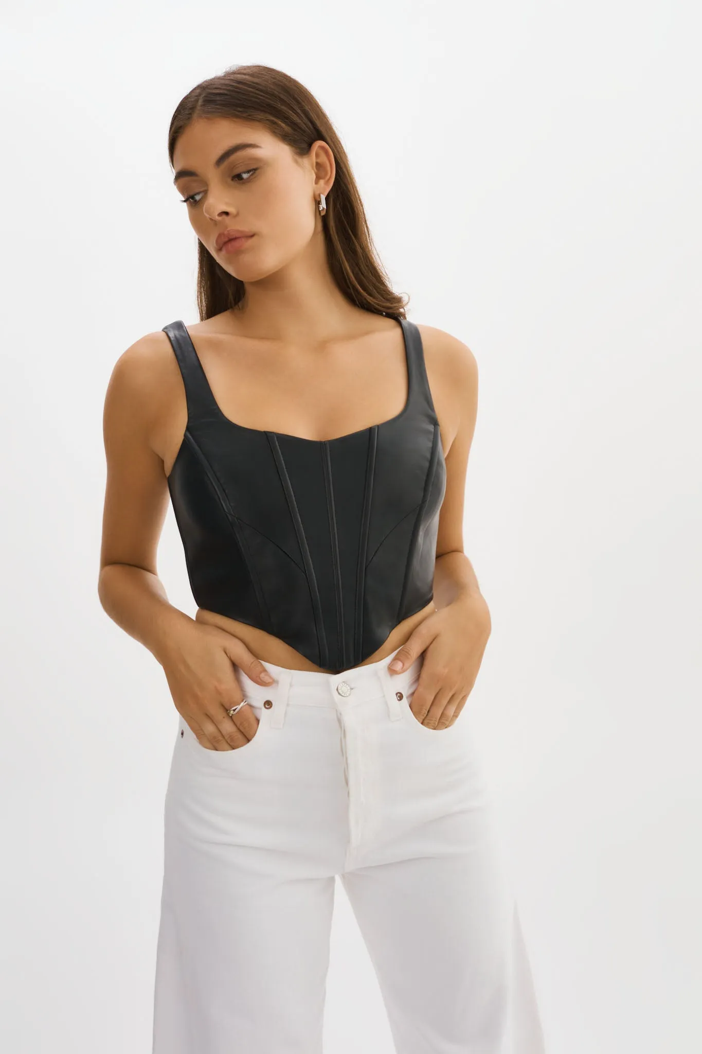 TABIA | Leder-Corsage-Oberteil