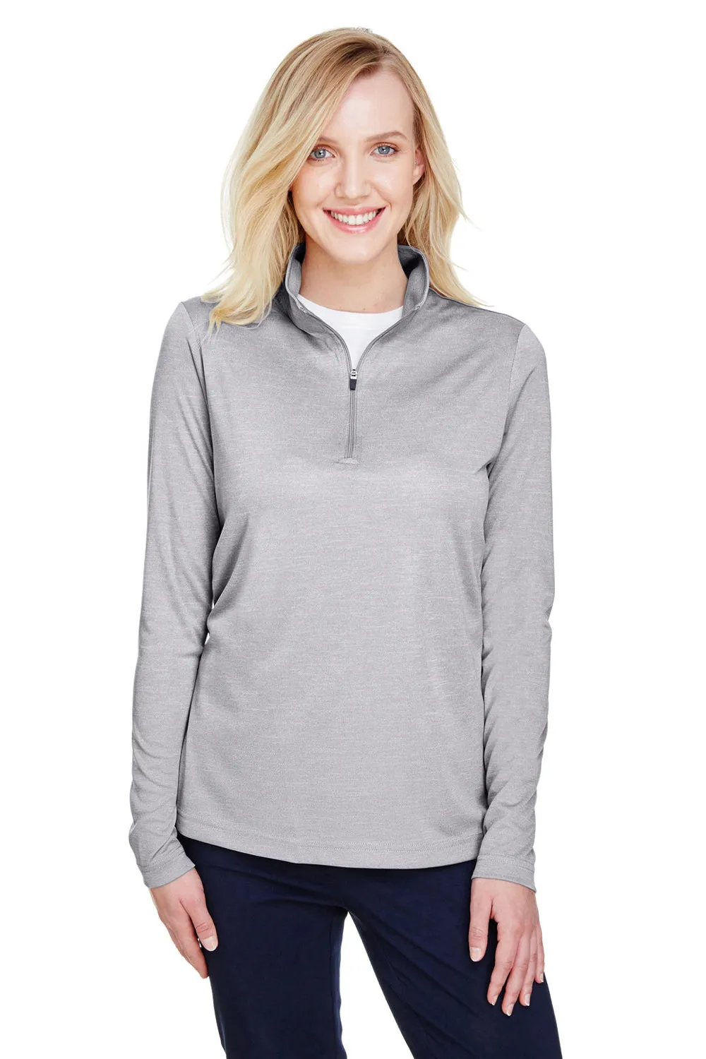 Team 365 Damen Zone Sonic Performance Feuchtigkeitstransportierendes 1/4-Zip Sweatshirt - Heather Grey
