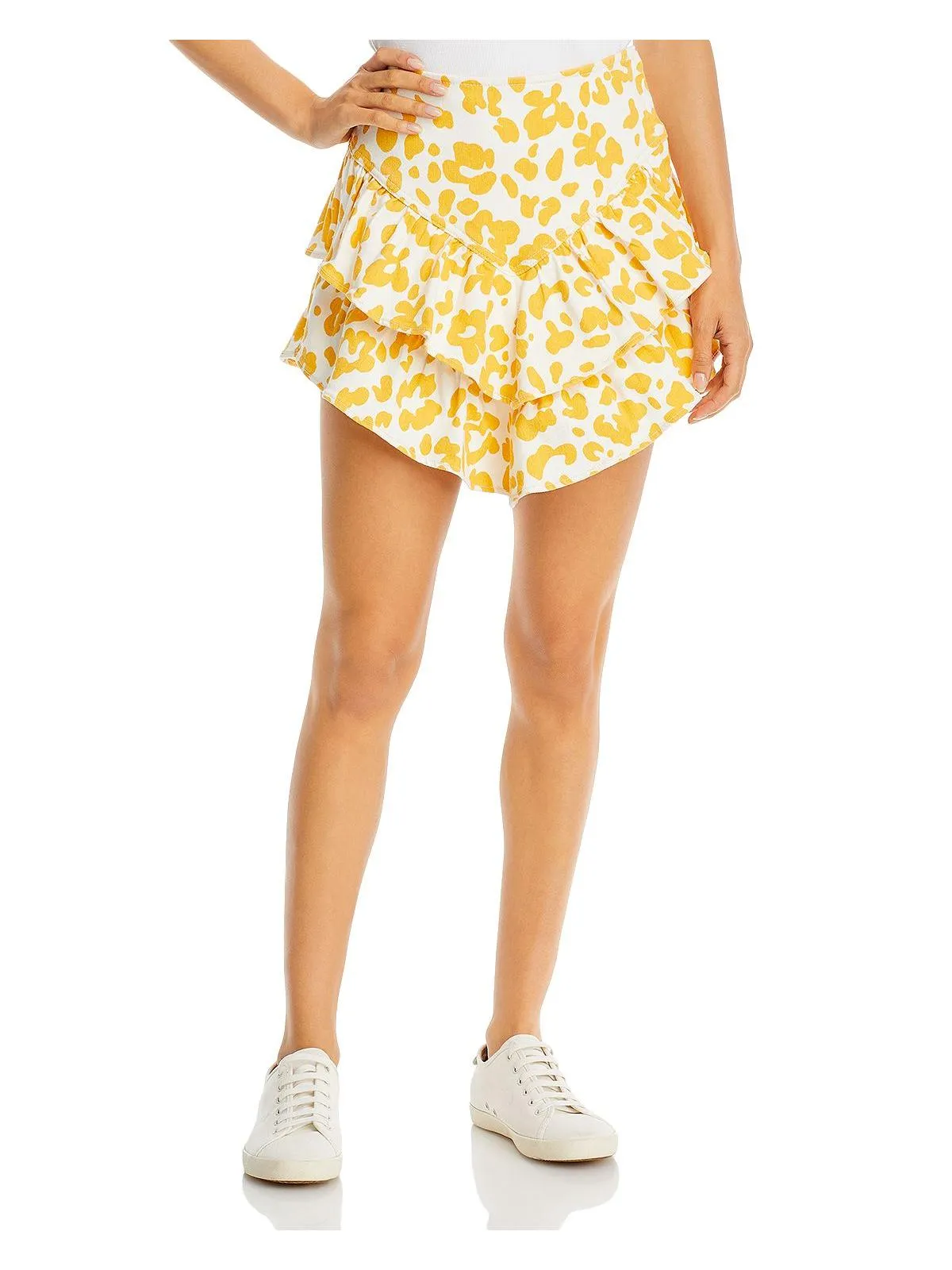 Der Ruffle Damen Ruffle Gefärbter Denim Denim-Rock
