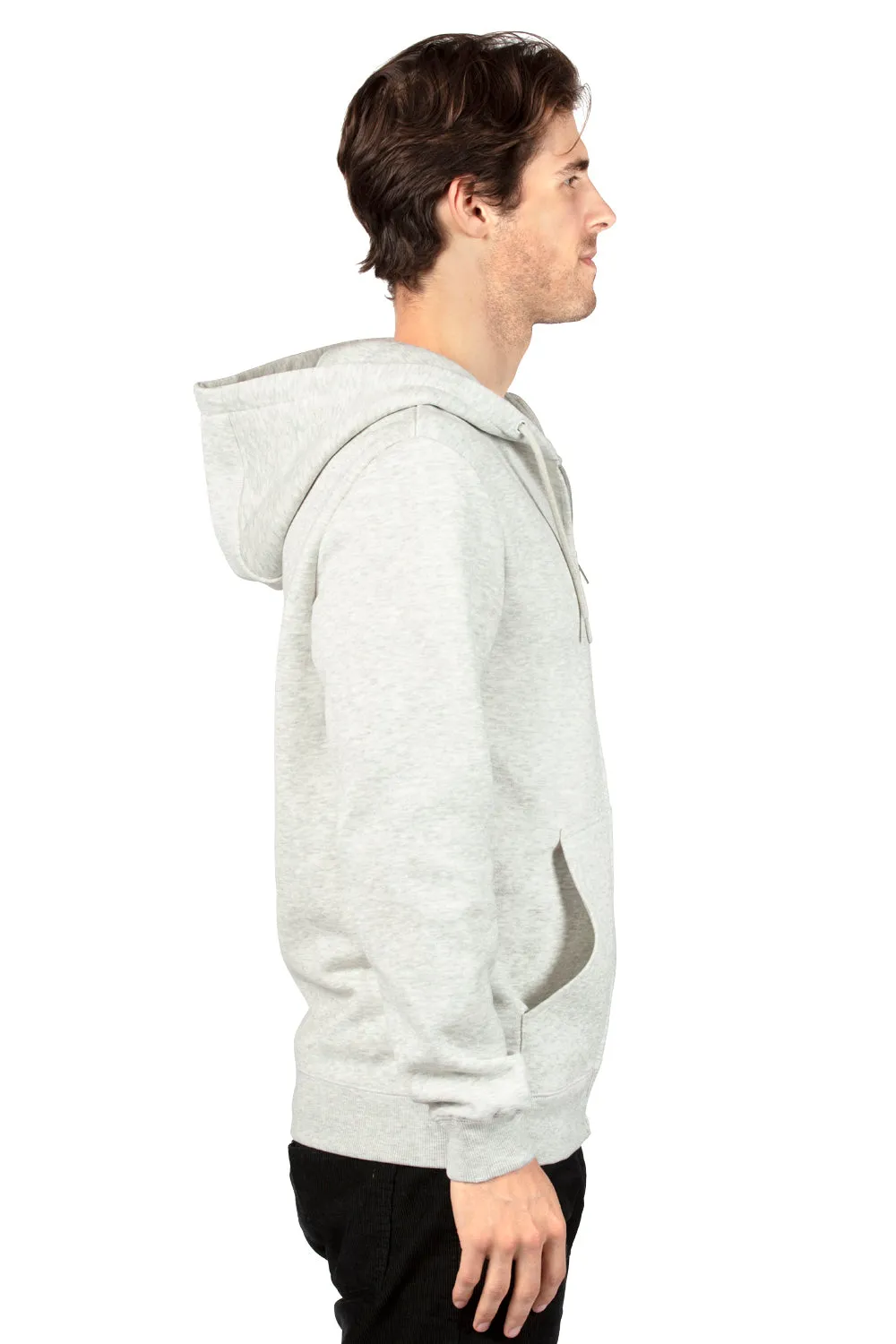 Threadfast Apparel Herren Ultimate Fleece Full-Zip Kapuzenpullover Hoodie mit Taschen - Heather Oatmeal