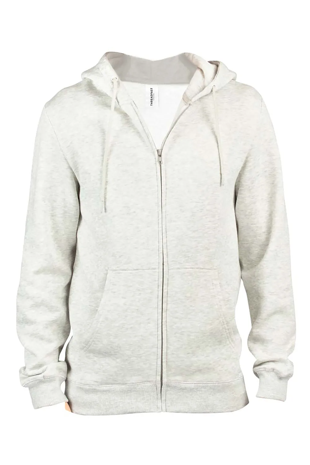Threadfast Apparel Herren Ultimate Fleece Full-Zip Kapuzenpullover Hoodie mit Taschen - Heather Oatmeal