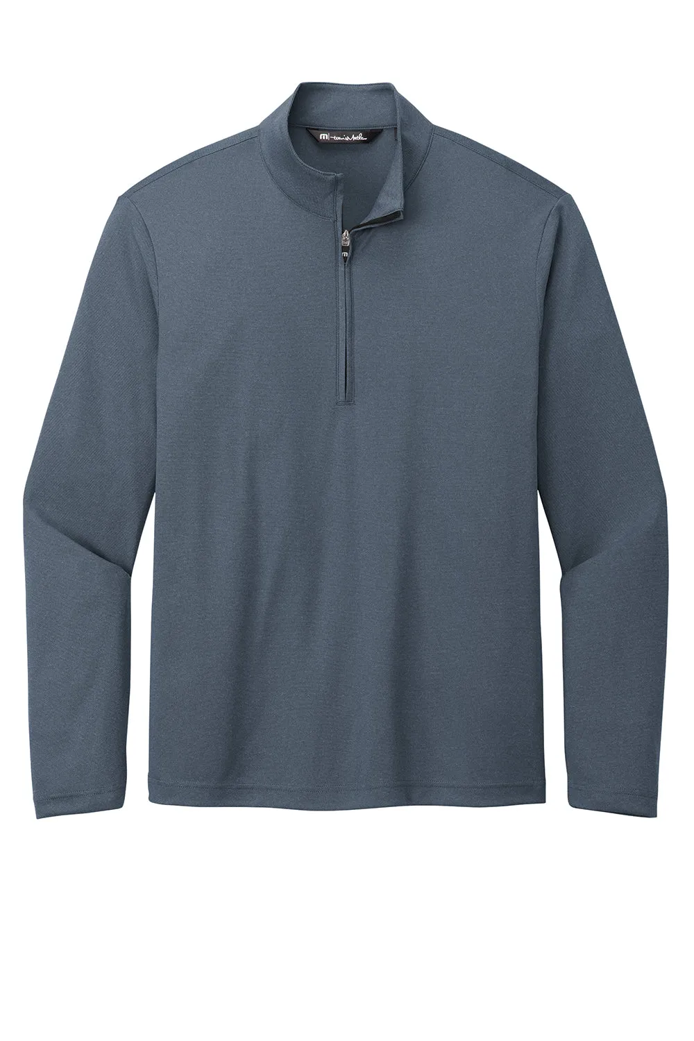 TravisMathew Herren Coto Performance Knitterfreies 1/4-Zip Sweatshirt - Vintage Indigo Blau/Schwarz