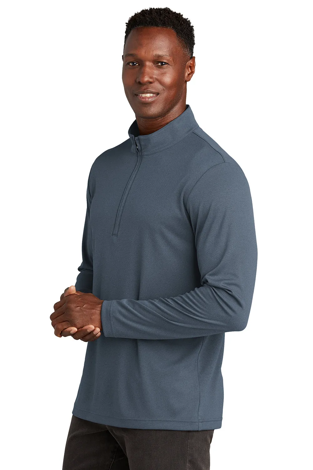 TravisMathew Herren Coto Performance Knitterfreies 1/4-Zip Sweatshirt - Vintage Indigo Blau/Schwarz