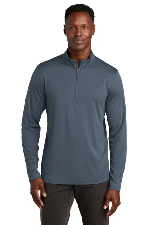TravisMathew Herren Coto Performance Knitterfreies 1/4-Zip Sweatshirt - Vintage Indigo Blau/Schwarz