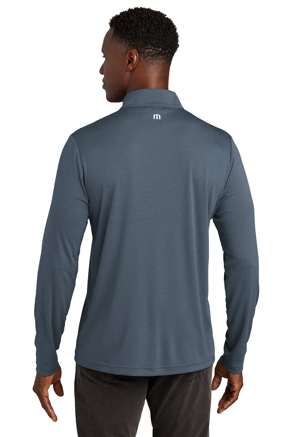 TravisMathew Herren Coto Performance Knitterfreies 1/4-Zip Sweatshirt - Vintage Indigo Blau/Schwarz