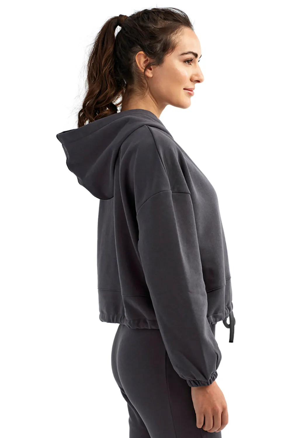 TriDri Damen Maria Cropped Kapuzenpullover Hoodie - Anthrazitgrau