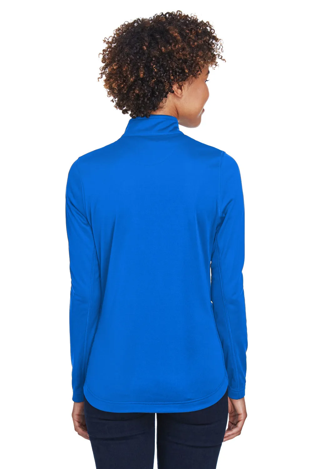 UltraClub Damen Cool & Dry Feuchtigkeitstransportierendes 1/4-Zip Sweatshirt mit Tasche - Kyanos Blau