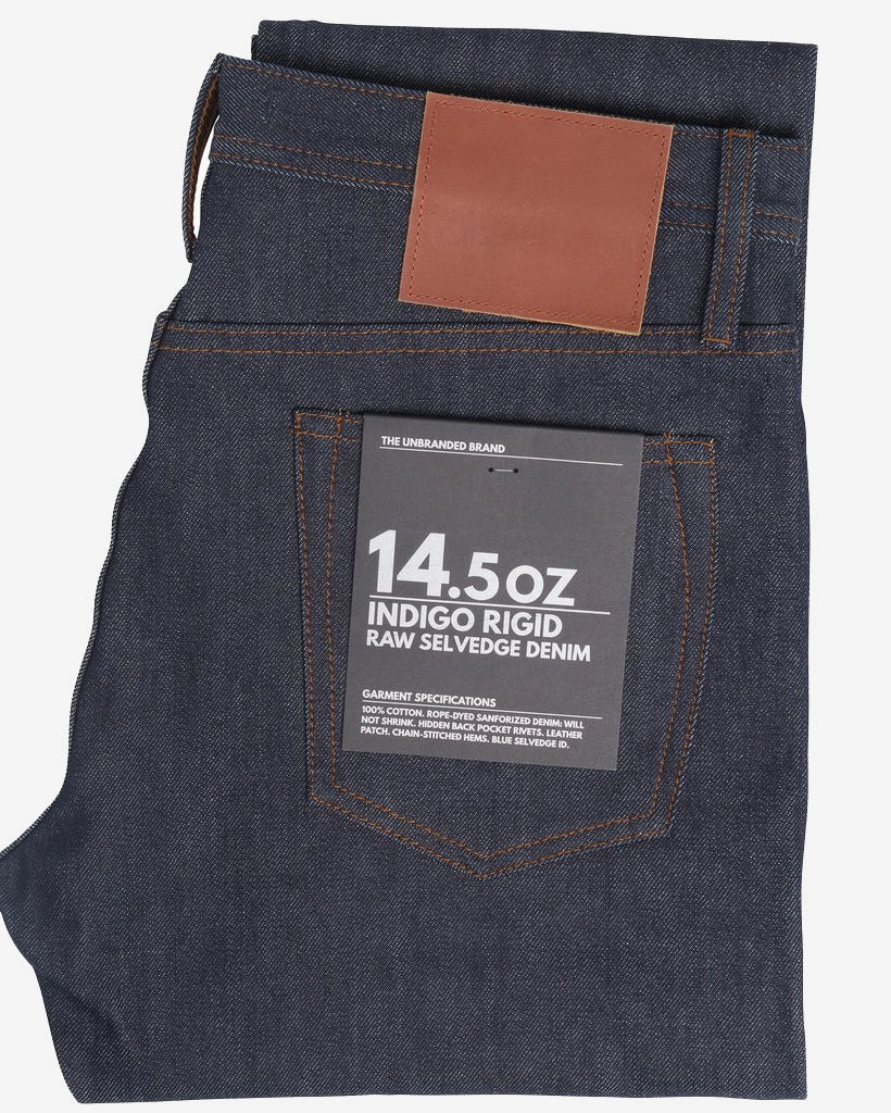 Unbranded UB201 Tapered Fit Mens Jeans - 14.5oz Indigo Selvedge