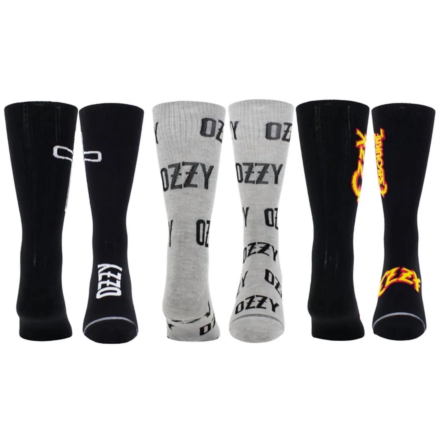 Unisex - 3 Paar Ozzy Gemischte Crew-Socken in Schwarz/Grau/Schwarz