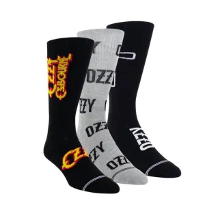 Unisex - 3 Paar Ozzy Gemischte Crew-Socken in Schwarz/Grau/Schwarz