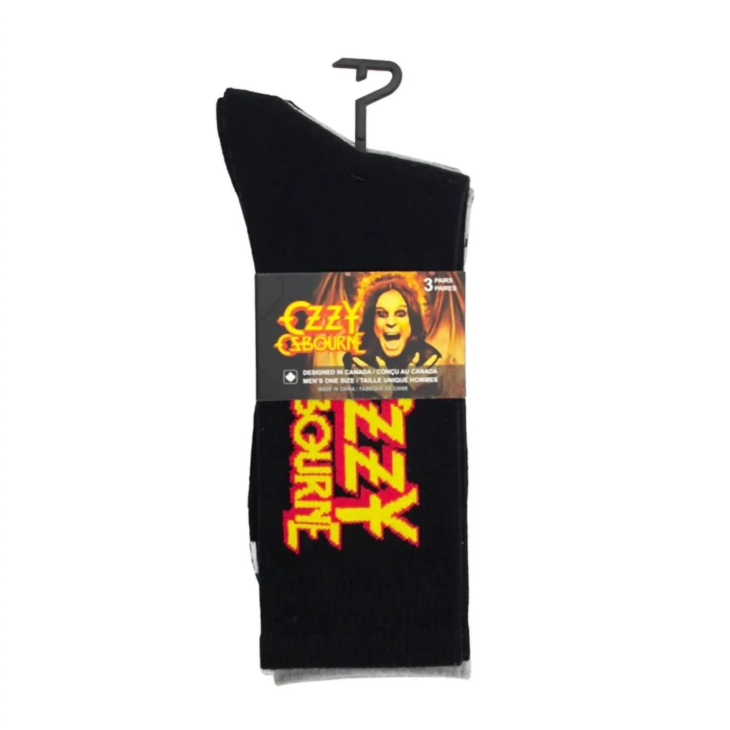 Unisex - 3 Paar Ozzy Gemischte Crew-Socken in Schwarz/Grau/Schwarz