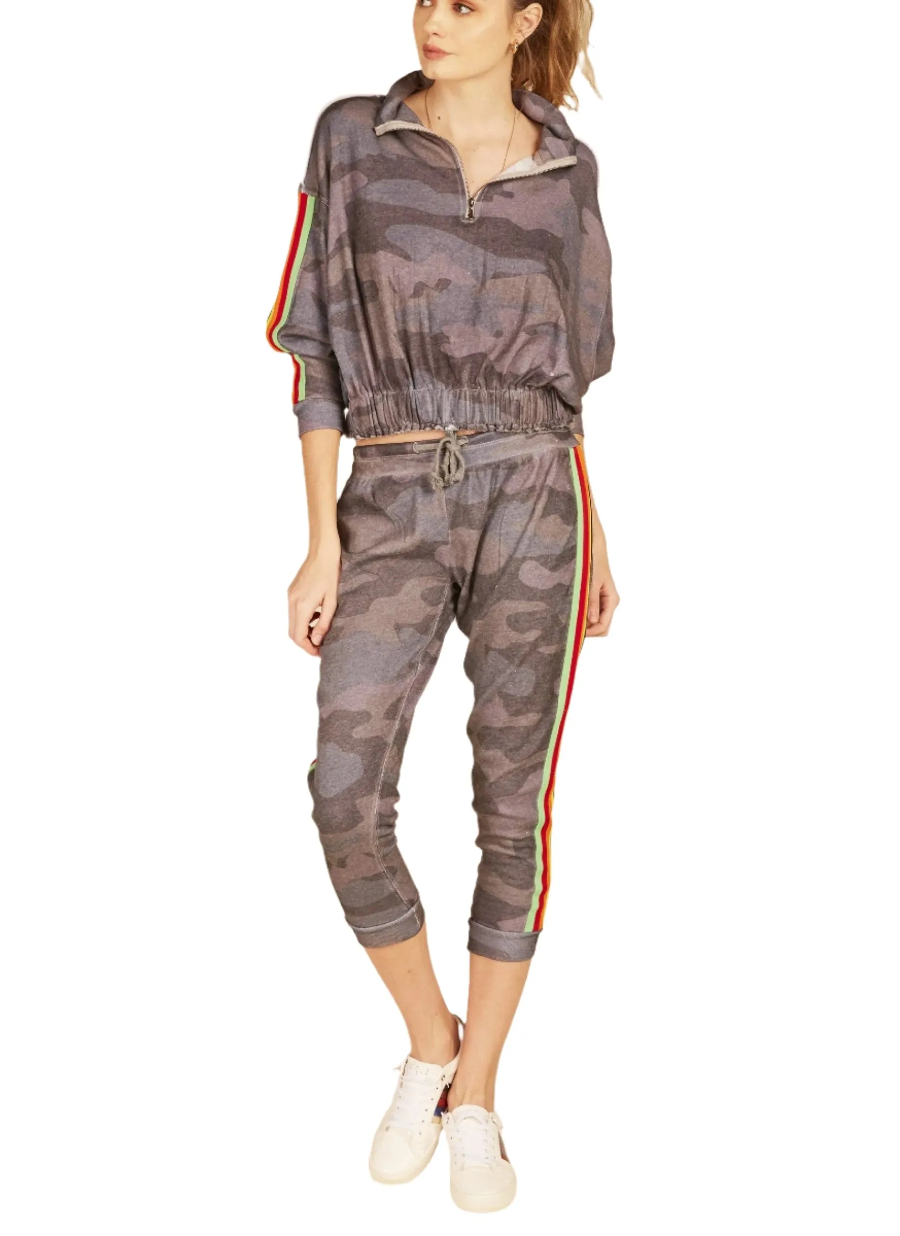 Vintage Havana Camo Sweatshirt mit Reißverschluss B7565
