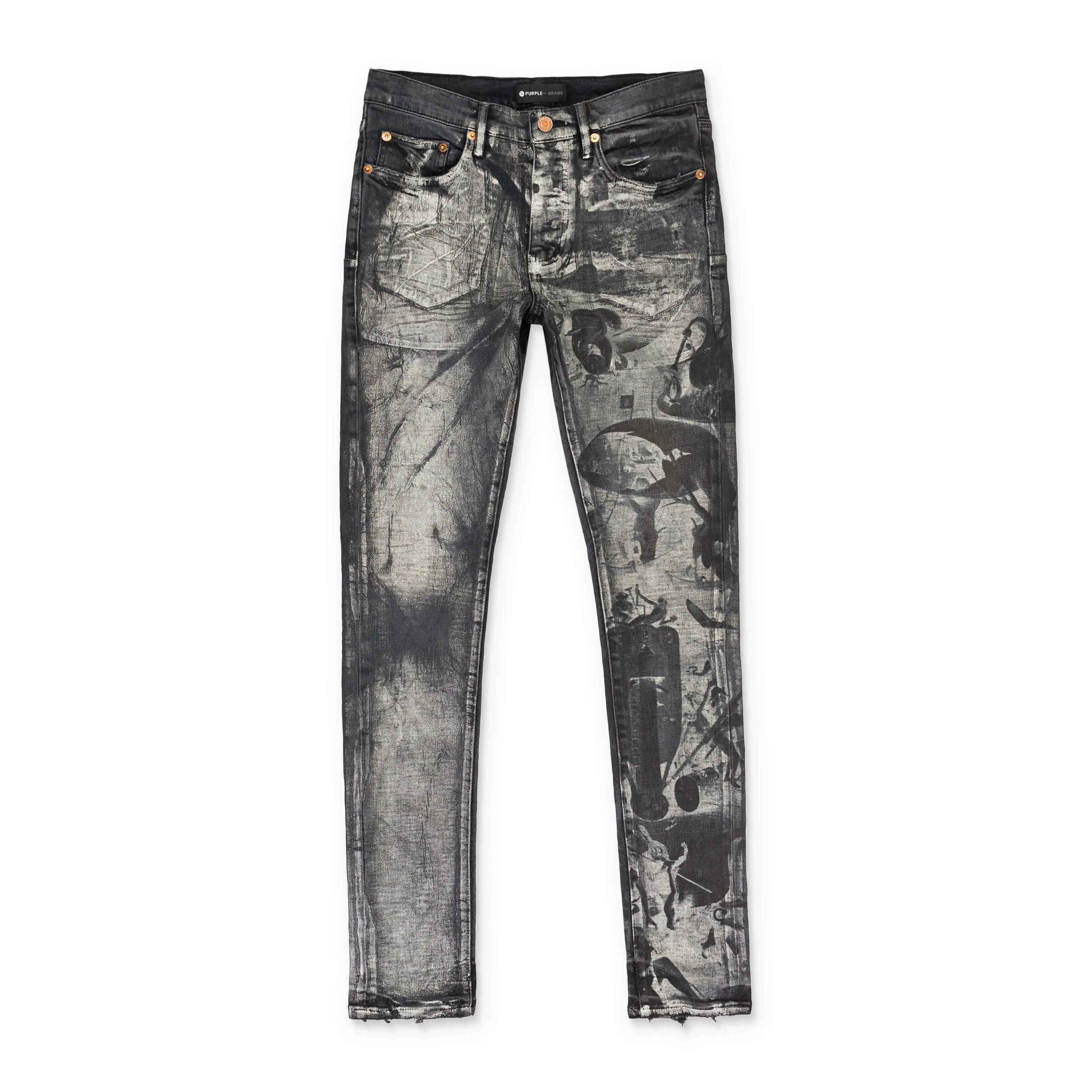 Gewaschene irisierende Perle Schwarz Skinny Jeans