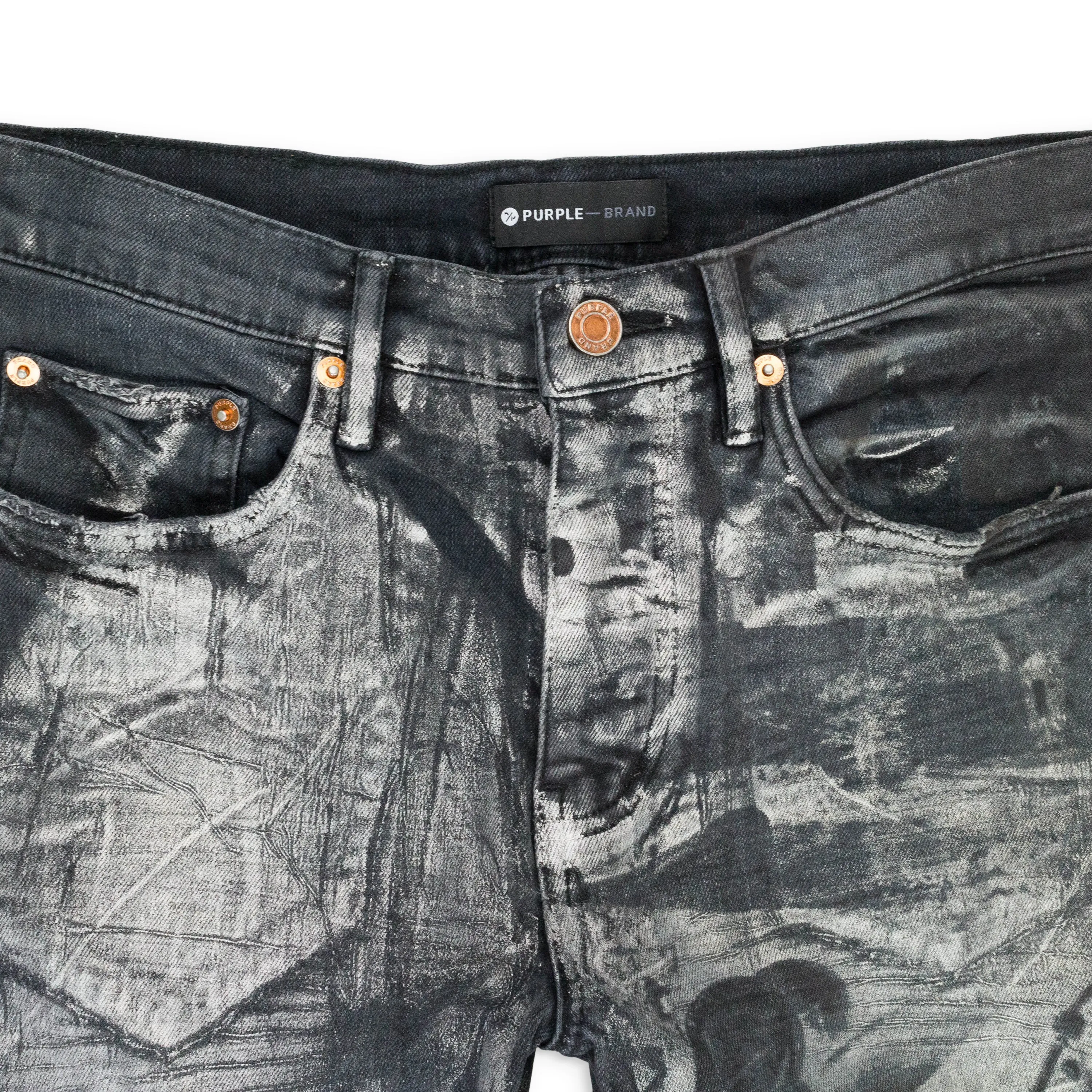 Gewaschene irisierende Perle Schwarz Skinny Jeans