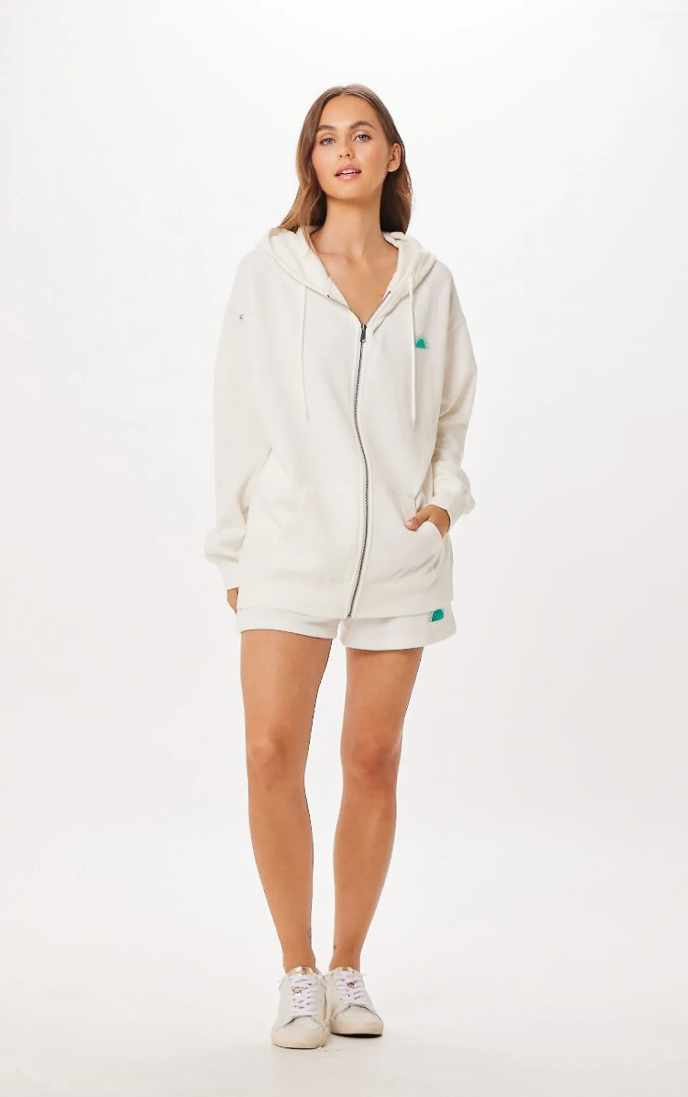 Weiße Surf Wash Reißverschluss-Jacke von St. Barth Jet Setter