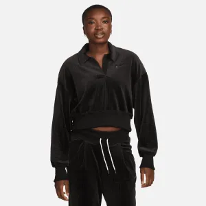 NIKE SPORTSWEAR VELOUR POLO FÜR DAMEN (SCHWARZ)