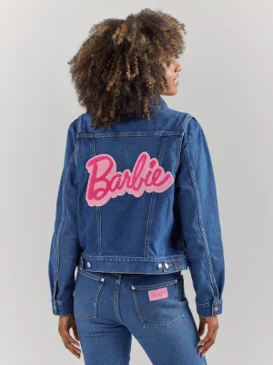 Wrangler X Barbie Damen-Denimjacke mit Reißverschluss vorne in Wrangler Blau