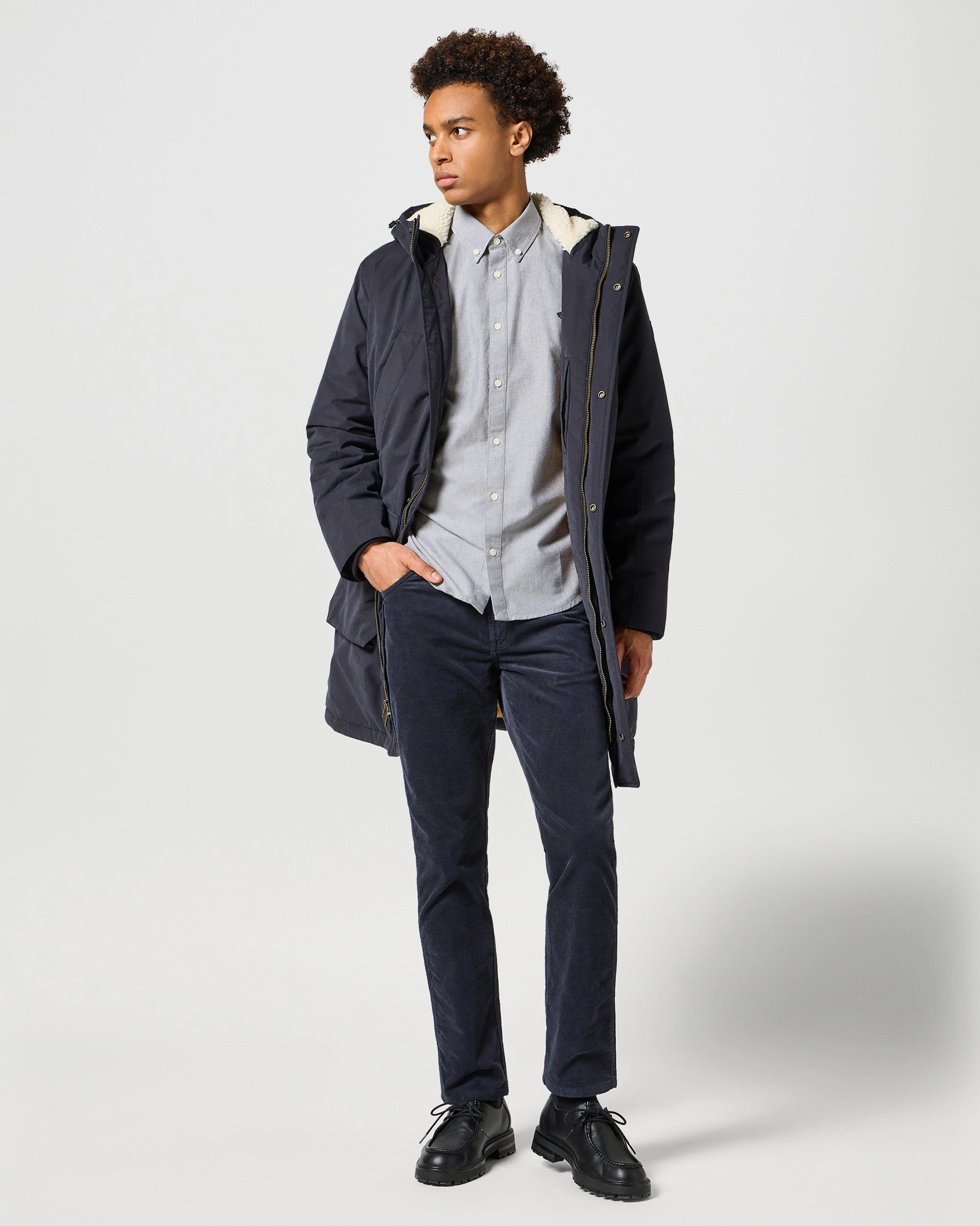 Wrangler Texas SLIM Mens Cords - Dark Navy