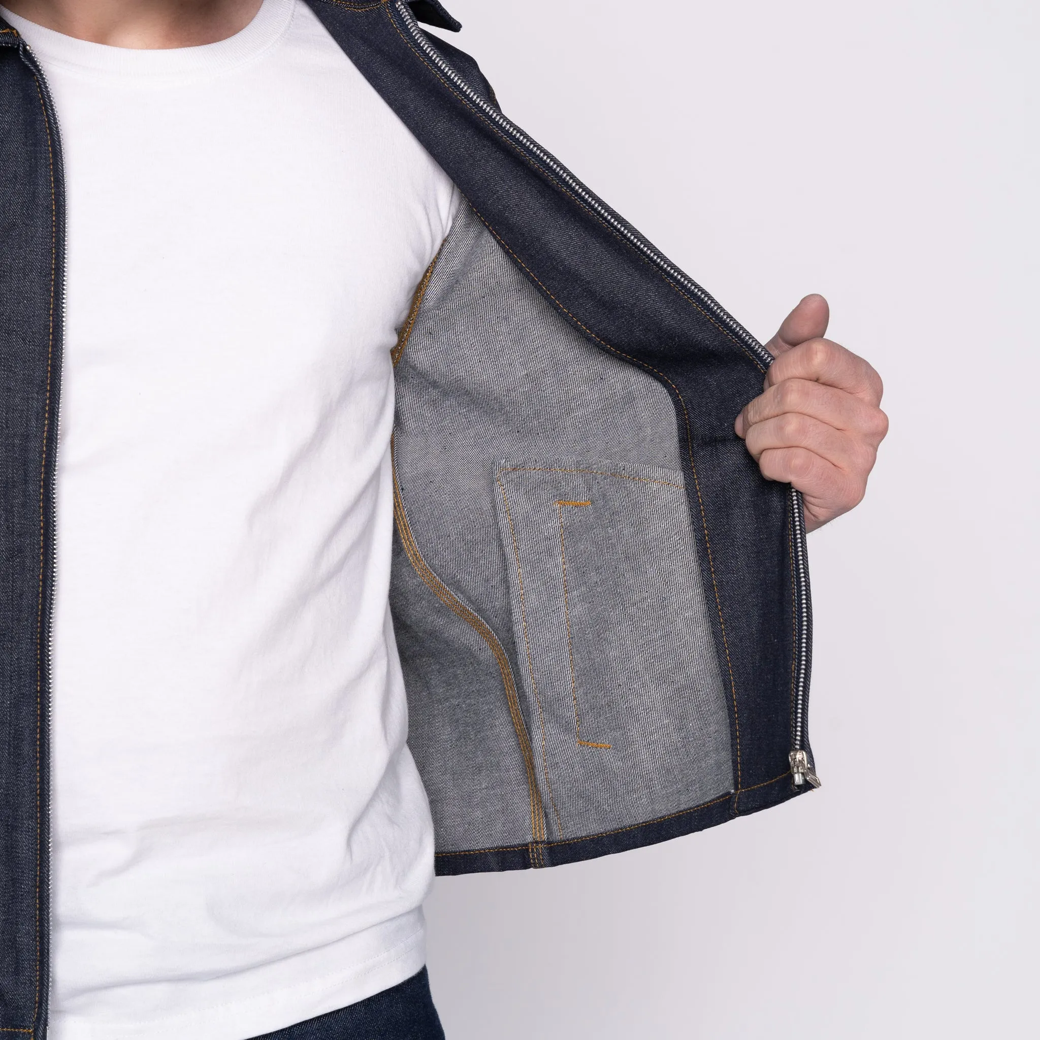 Reißverschlussjacke - Linksköperiger Denim