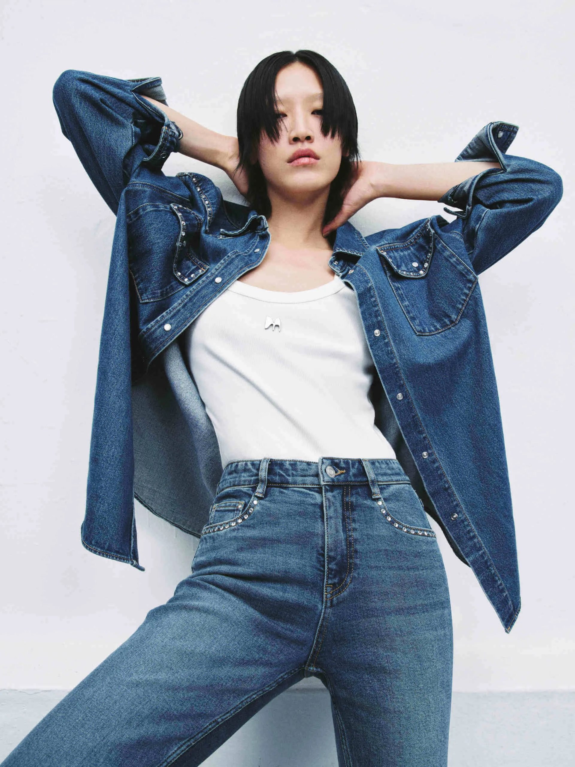 Zircon Detail Denim Jacke