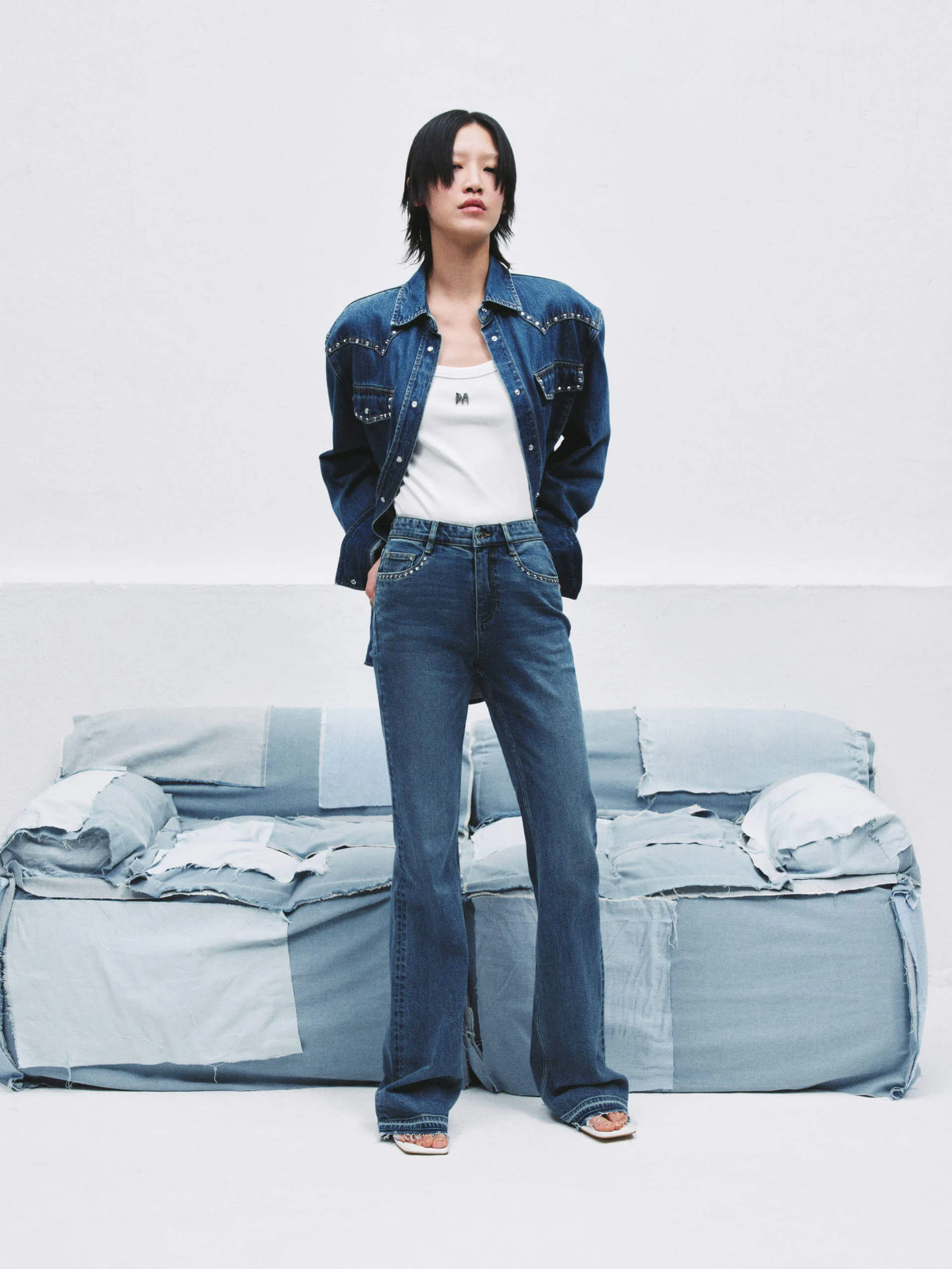 Zircon Detail Denim Jacke