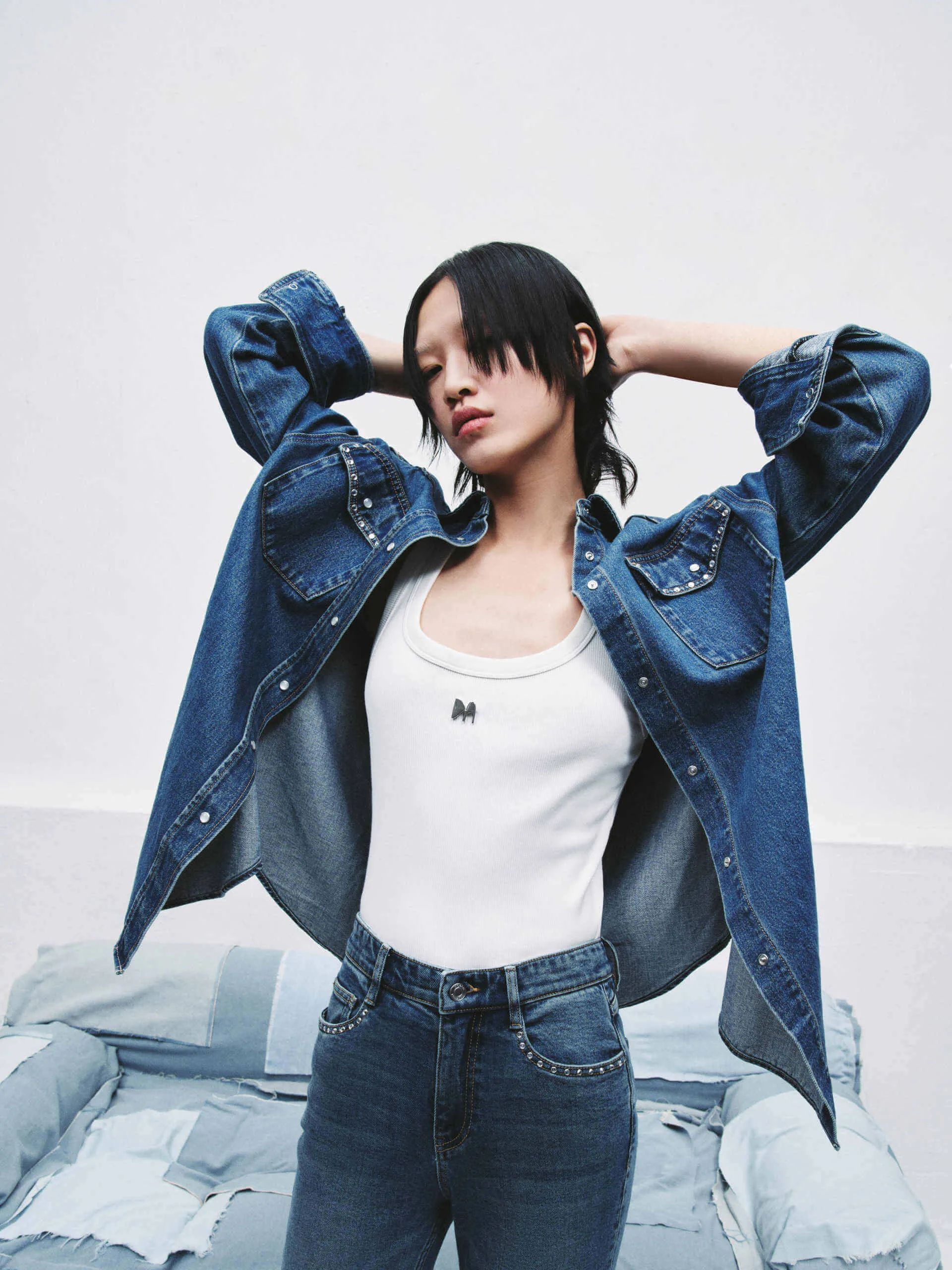 Zircon Detail Denim Jacke